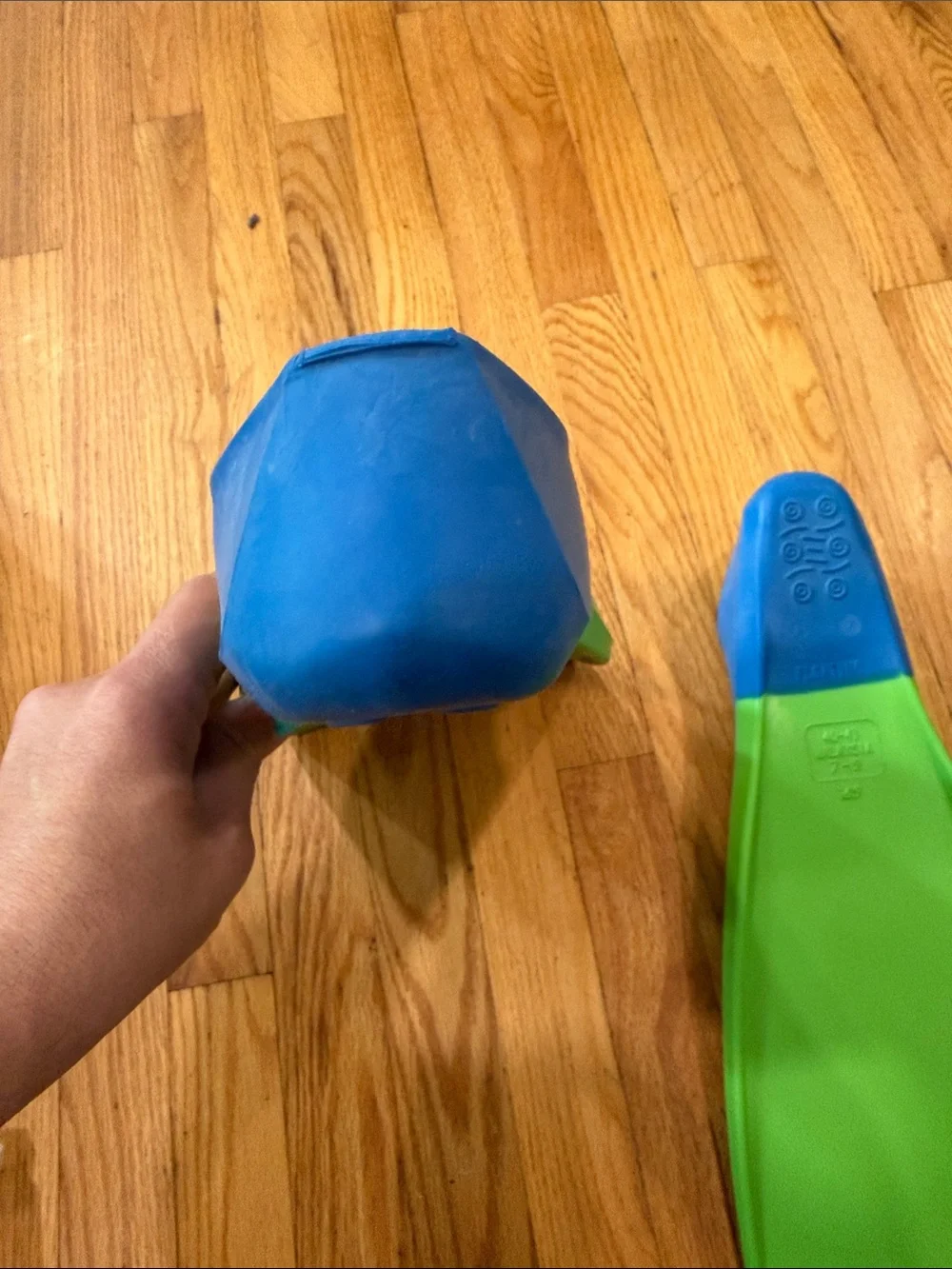 Green and Blue Swim Fins - Comfortable Youth Snorkel Flippers